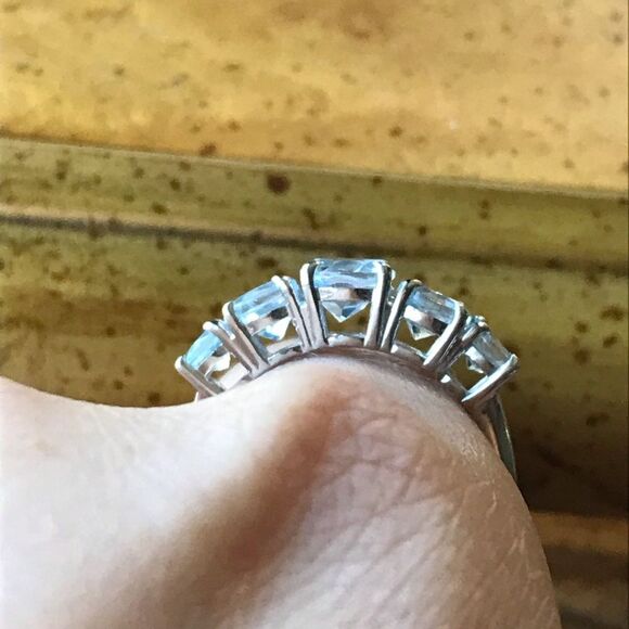 Natural Blue Topaz Sterling Silver Ring - Picture 6 of 8